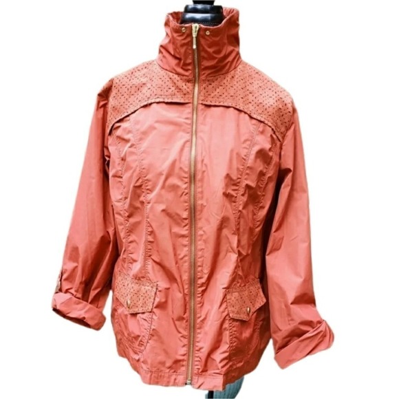 Zenergy Chico's Size 2 Burnt Orange Tab Sleeve Jacket Shacket Women's Medium - Picture 6 of 8